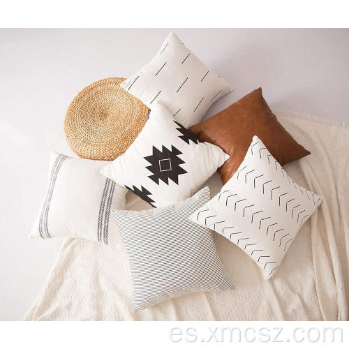 Fundas de cojín de almohada blanca lisa de lino de algodón puro